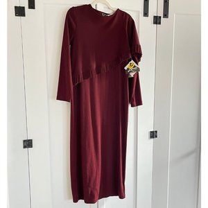 NWT Burgundy Fall Dress with Faux Shawl – Petite M